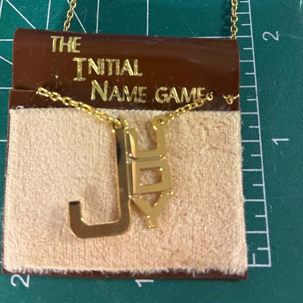 The Initial Name Game JUDY vintage gold tone necklace